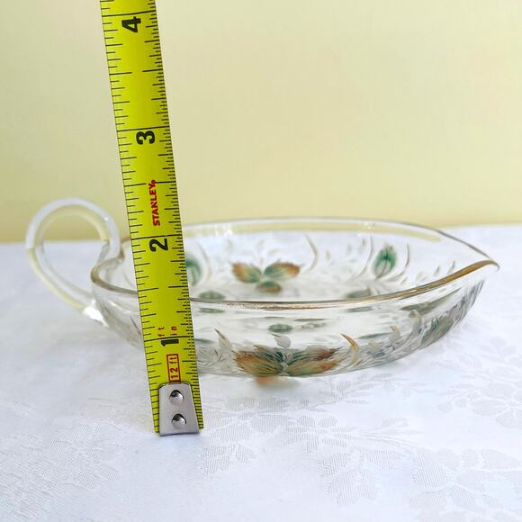 Antique Moser Bohemian Etched Glass Nappy Dish Handle Spout Gold Gilt Heart - Picture 10 of 11